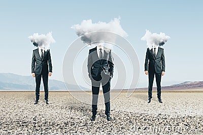 Cloud headed men Stock Photo