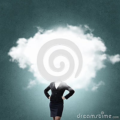 Cloud headed woman Stock Photo