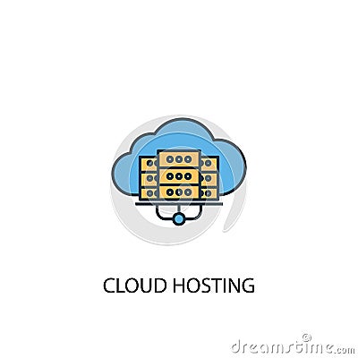 Cloud hosting concept 2 colored line Vector Illustration