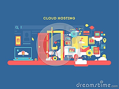 Cloud hosting design Vector Illustration