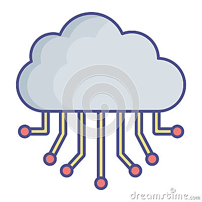 Cloud hosting Fill Vector icon which can easily modify or edit Vector Illustration