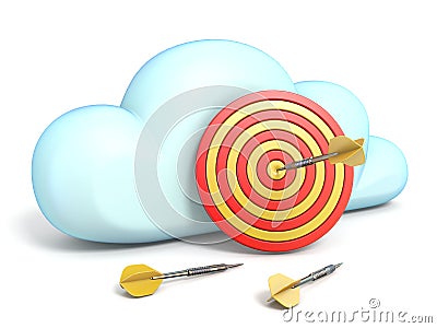 Cloud icon with dartboard target 3D Stock Photo