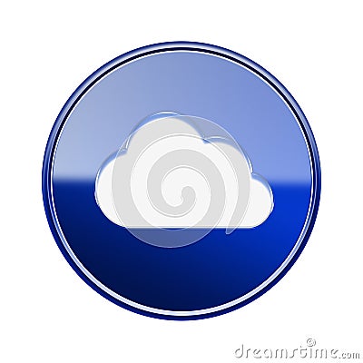 Cloud icon glossy blue. Stock Photo