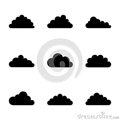 Cloud Icon Image Vector, Black Cloud Set Vector Illustration