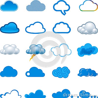 Cloud icon set Cartoon Illustration