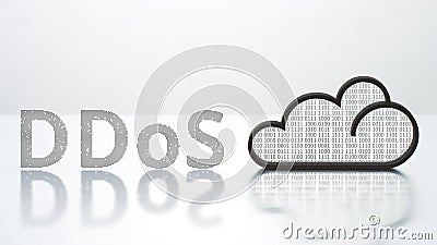 DDOS text and backlit cloud icon, modern technology concept Stock Photo