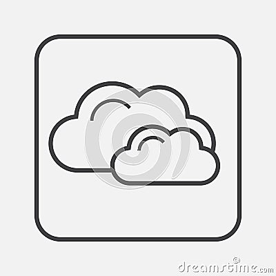 Cloud icon vector isolated on grey. Vector Illustration