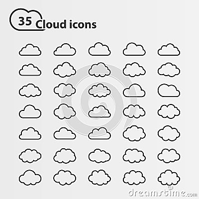 Cloud icons big set Vector Illustration