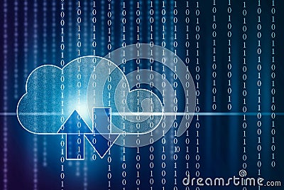 Cloud image and binary code. Modern technology Stock Photo