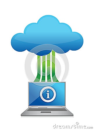 Cloud information with laptop Cartoon Illustration