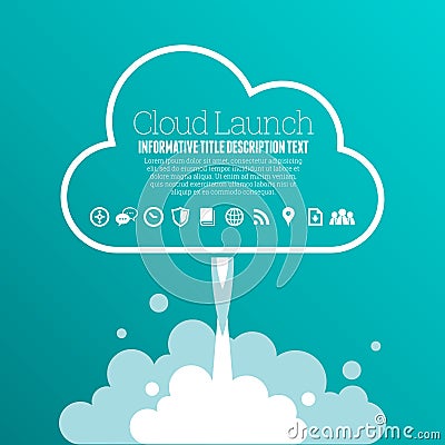 Cloud Launch Copyspace Vector Illustration