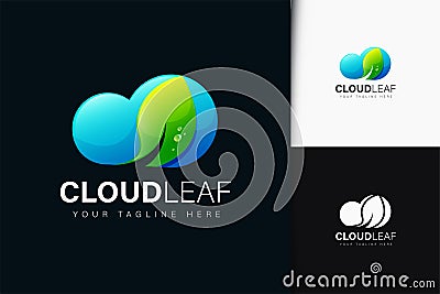 Cloud leaf logo design with gradient Vector Illustration