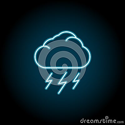 Cloud, lighting blue neon icon. Simple thin line, outline vector of autumn icons for ui and ux, website or mobile application Stock Photo