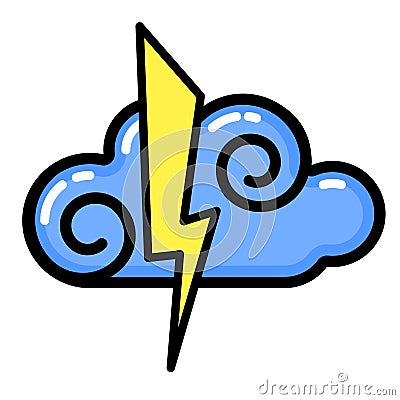 Cloud, lightning icon. Line art. White background. Social media icon. Business concept. Vector Illustration