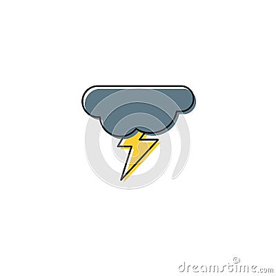 Cloud, lightning vector icon symbol weather isolated on white background Vector Illustration