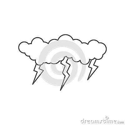 Cloud, lightning vector icon symbol weather isolated on white background Vector Illustration