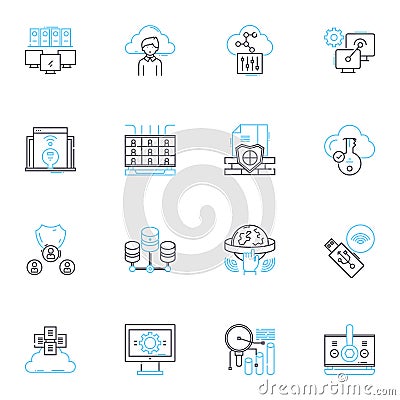 Cloud likelihood linear icons set. Probability, Chance, Forecast, Estimation, Prediction, Likelihood, Possibility line Vector Illustration