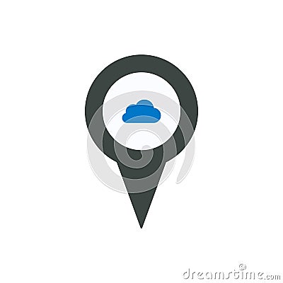 Cloud location marker pin place pointer position icon Vector Illustration