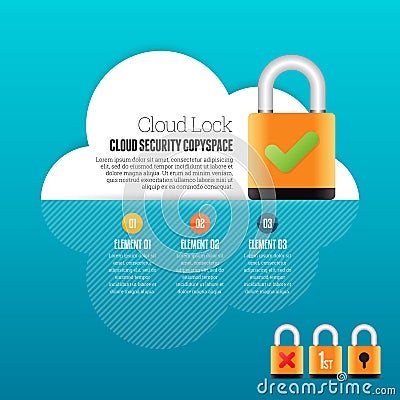 Cloud Lock Security Vector Illustration