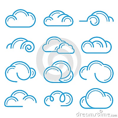 Cloud logo symbol sign icon set vector design elements Vector Illustration