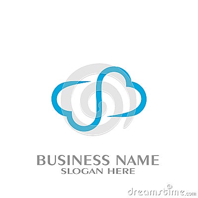 Cloud logo vector, connect logo, line concept. Vector Illustration