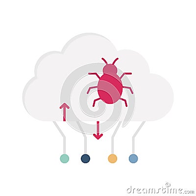 Cloud malware Flat Vector icon which can easily modify or edit Vector Illustration