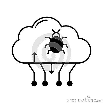 Cloud malware half glyph vector icon which can easily modify or edit Vector Illustration