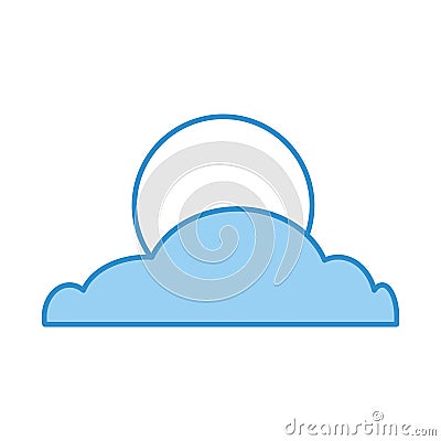 Cloud with moon isolated icon Vector Illustration