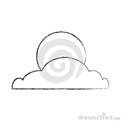 Cloud with moon isolated icon Vector Illustration