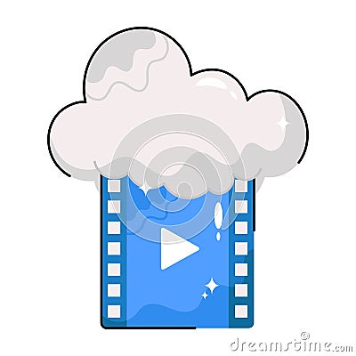 Cloud movie doodle vector Colorful Sticker. EPS 10 file Vector Illustration