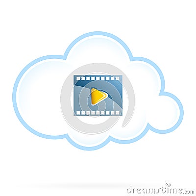 Cloud Movie Storage Icon Vector Illustration