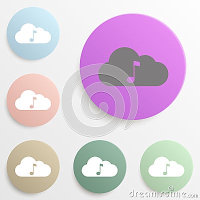 Cloud Music badge color set. Simple glyph, flat vector of web icons for ui and ux, website or mobile application Stock Photo