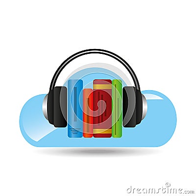 Cloud music concept audio books graphic Vector Illustration