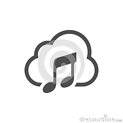 Cloud Music Simple Icon White Design Vector Illustration