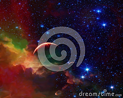 Cloud Nest Planet and Moon Stock Photo