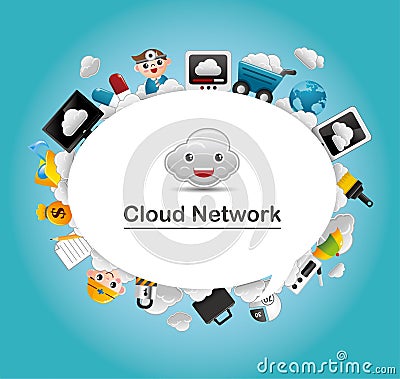 Cloud network card Vector Illustration