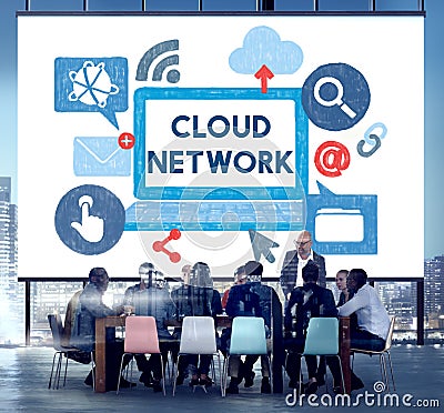 Cloud Network Dara Information Storage Sharing Technology Concept Stock Photo