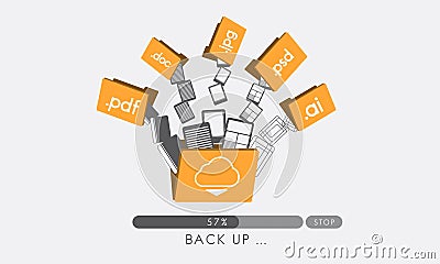 Cloud Networking Computing Back Up Concept Cartoon Illustration