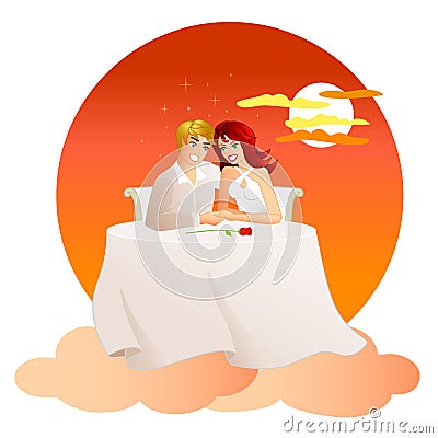 On Cloud Nine-The Perfect Date Vector Illustration