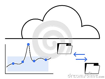 Cloud Computing with Data Visualization and File Sharing for Enhanced Digital Collaboration Vector Illustration