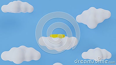 this is a cloud over the sea there is a yellow podium Stock Photo