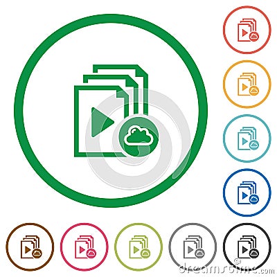 Cloud playlist flat icons with outlines Stock Photo