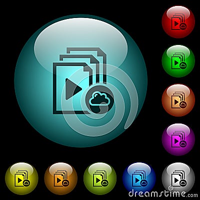 Cloud playlist icons in color illuminated glass buttons Stock Photo