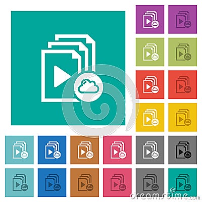 Cloud playlist square flat multi colored icons Stock Photo