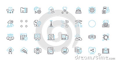 Cloud probability linear icons set. Chance, Forecast, Possibility, Likelihood, Uncertainty, Risk, Probability line Vector Illustration