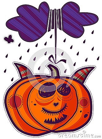 Cloud and pumpkin Vector Illustration