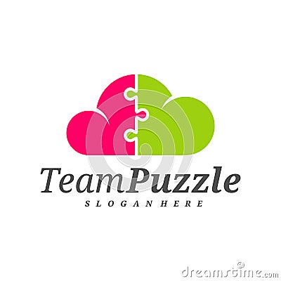 Cloud Puzzle logo design vector template, Vector label of puzzle, illustration, Creative icon, design concept Vector Illustration