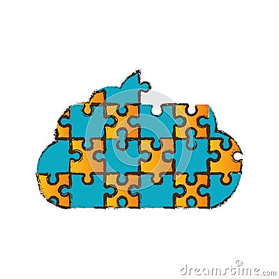 cloud puzzle pieces image Cartoon Illustration