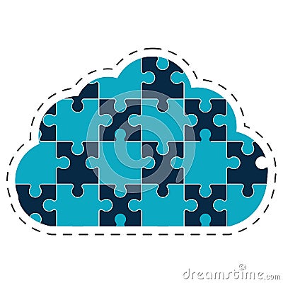 cloud puzzle solution image Cartoon Illustration