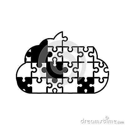 cloud puzzle solution monochrome Cartoon Illustration